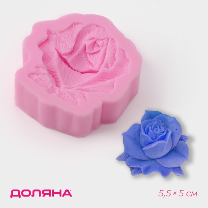 Молд Доляна «Дикая роза», силикон, 5,5×5×1,5 см, цвет розовый молд роза 4 5×2 см цвет микс