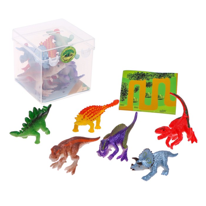 цена Набор животных «Мир динозавров», 6 фигурок, карта