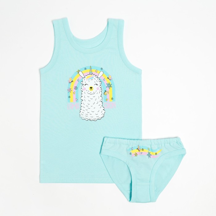 Комплект для девочки (майка, трусы), цвет мятный, рост 116 см комплект футболка юбка для девочки цвет мятный рост 116