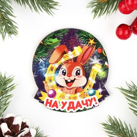 

Магнит новогодний "На Удачу!" заяц с подковой, 7х8см