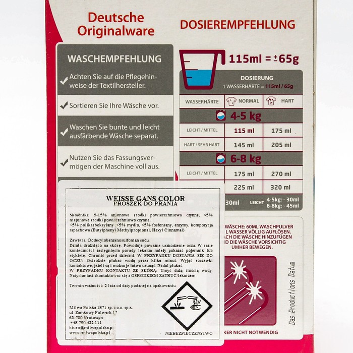 

Стиральный порошок WEISSE GANS, Color, 3,5 кг