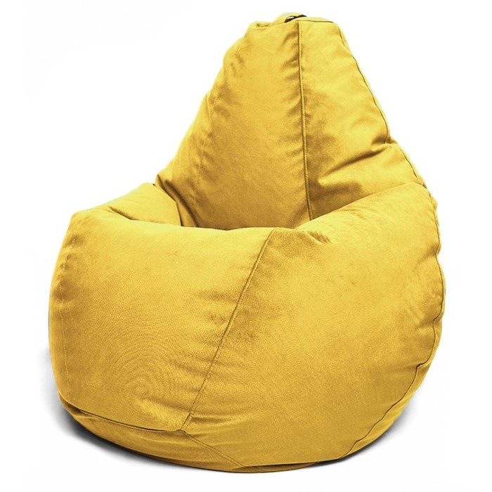Кресло-мешок «Груша» Позитив Luma, размер L, диаметр 80 см, высота 100 см, велюр, цвет жёлтый