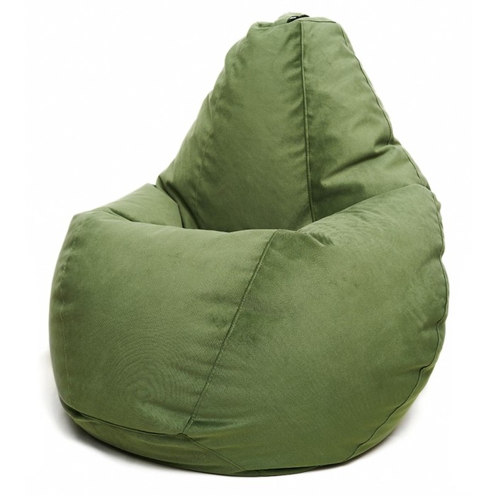 Кресло-мешок «Груша» Позитив Luma, размер L, диаметр 80 см, высота 100 см, велюр, цвет зелёный