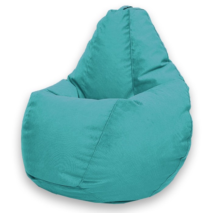 Кресло-мешок «Груша» Позитив Luma, размер XXL, диаметр 105 см, высота 130 см, велюр, цвет бирюзовый