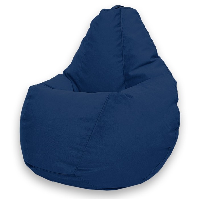 Кресло-мешок «Груша» Позитив Luma, размер L, диаметр 80 см, высота 100 см, велюр, цвет синий