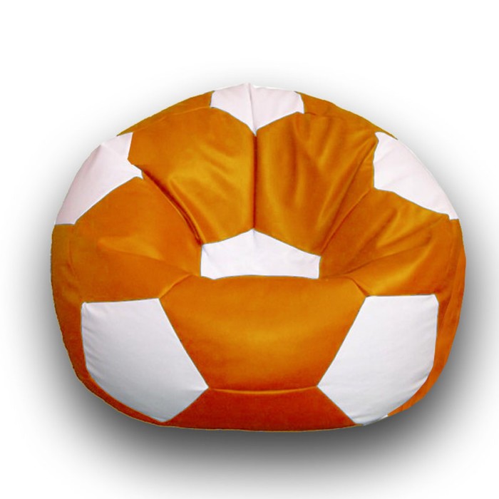 фото Кресло-мешок «мяч», размер 70 см, см, искусственная кожа, цвет оранжевый, белый позитив