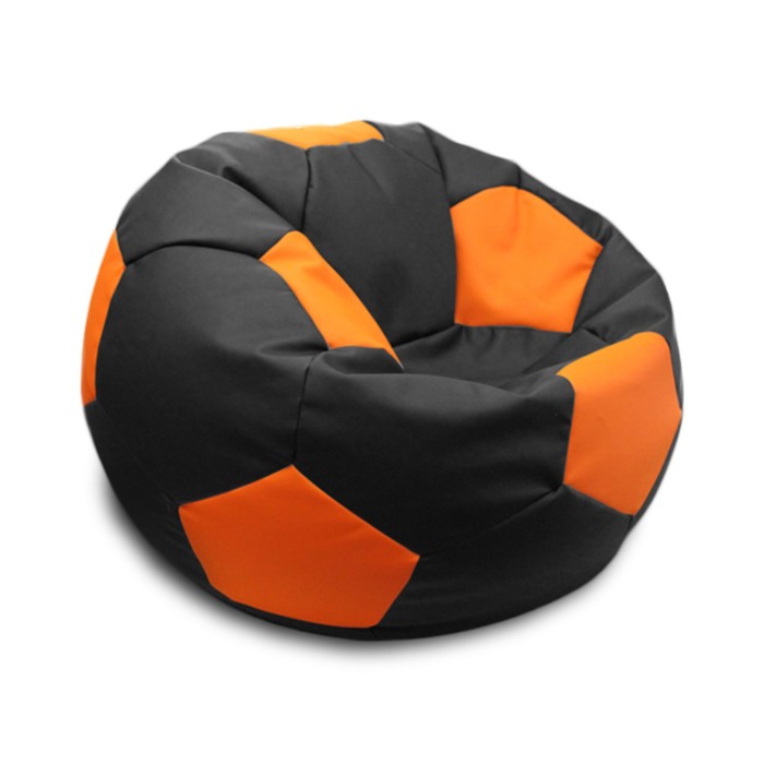 фото Кресло-мешок «мяч», размер 70 см, см, искусственная кожа, чёрный, оранжевый позитив