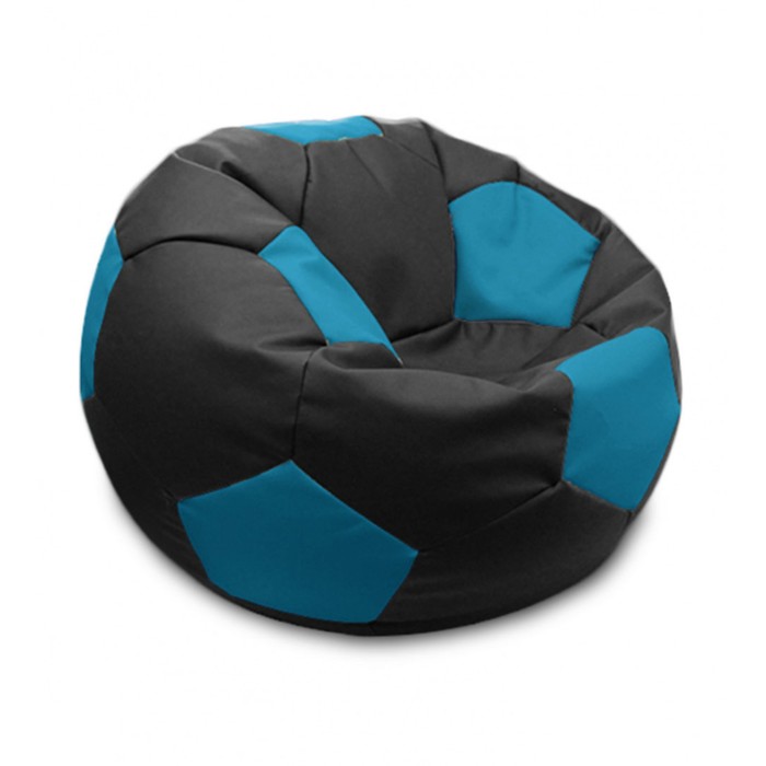 фото Кресло-мешок «мяч», размер 80 см, см, искусственная кожа, чёрный, голубой позитив