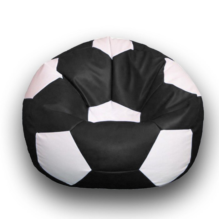 фото Кресло-мешок «мяч», размер 90 см, см, искусственная кожа, чёрный, белый позитив