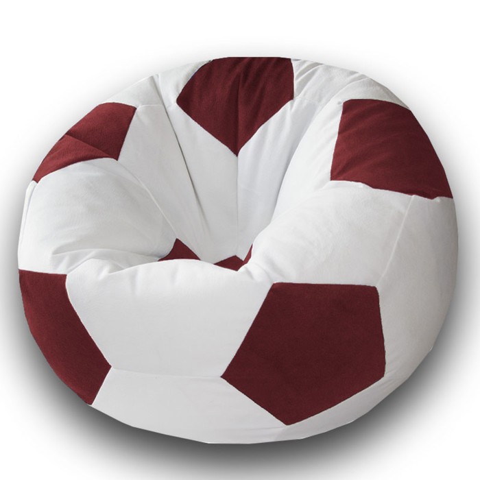 фото Кресло-мешок «мяч», размер 70 см, см, велюр, цвет белый, бордовый позитив