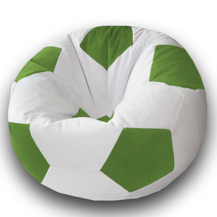 фото Кресло-мешок «мяч», размер 70 см, см, велюр, цвет белый, зелёный позитив