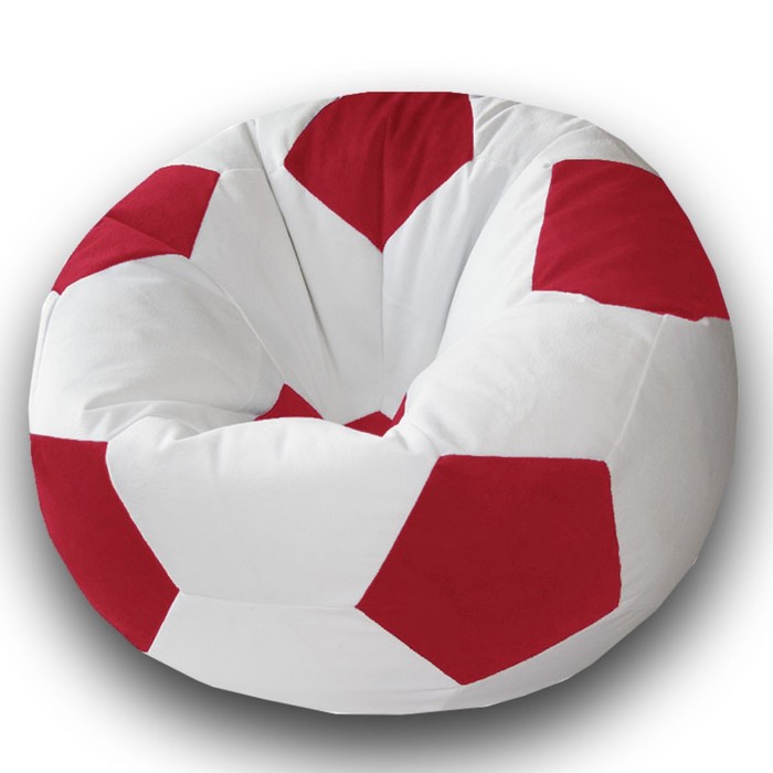 фото Кресло-мешок «мяч», размер 70 см, см, велюр, цвет белый, красный позитив