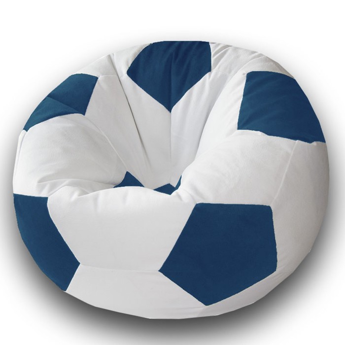 фото Кресло-мешок «мяч», размер 70 см, см, велюр, цвет белый, синий позитив