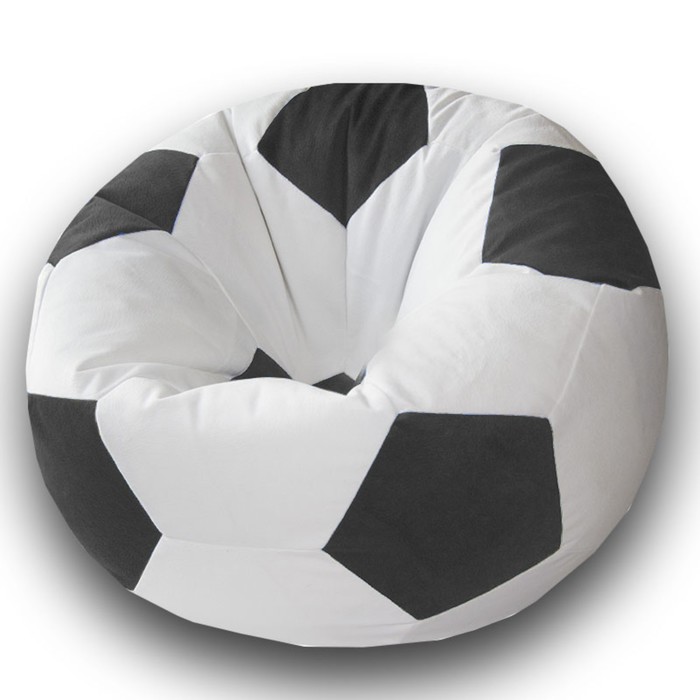 фото Кресло-мешок «мяч», размер 70 см, см, велюр, цвет белый, черный позитив