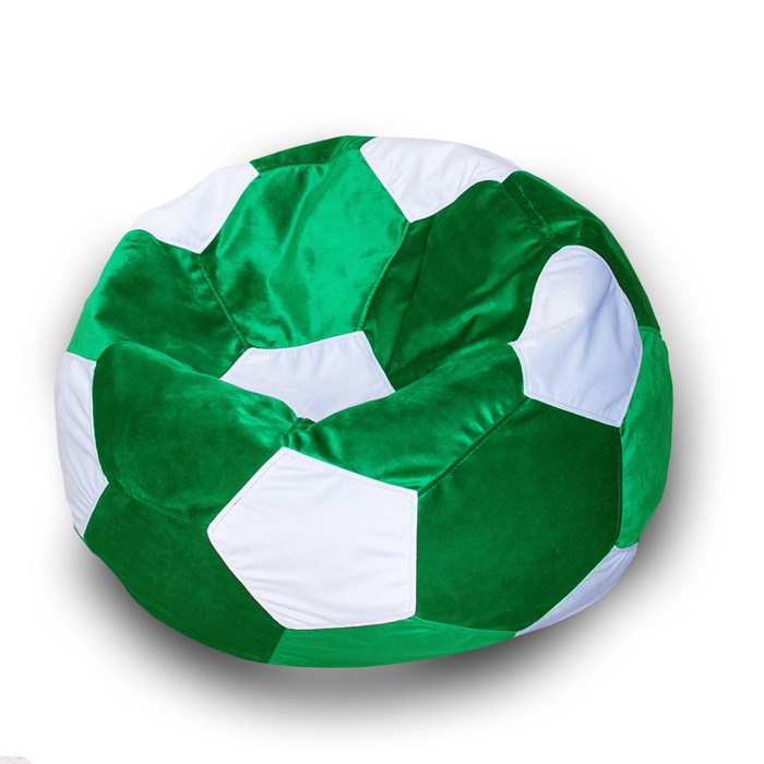 фото Кресло-мешок «мяч», размер 70 см, см, велюр, цвет зелёный, белый позитив