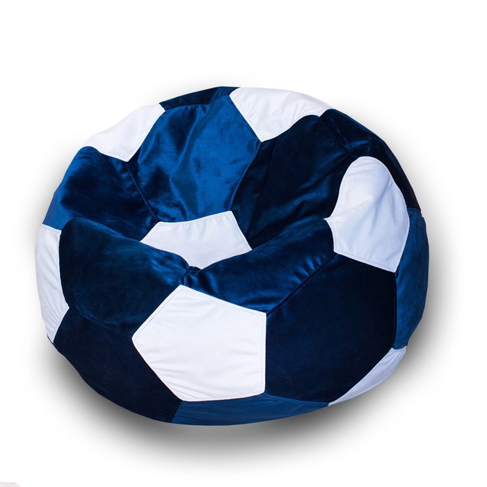 фото Кресло-мешок «мяч», размер 70 см, см, велюр, цвет синий, белый позитив