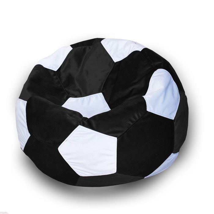 фото Кресло-мешок «мяч», размер 70 см, см, велюр, цвет чёрный, белый позитив