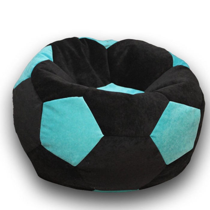 фото Кресло-мешок «мяч», размер 70 см, см, велюр, цвет чёрный, бирюзовый позитив