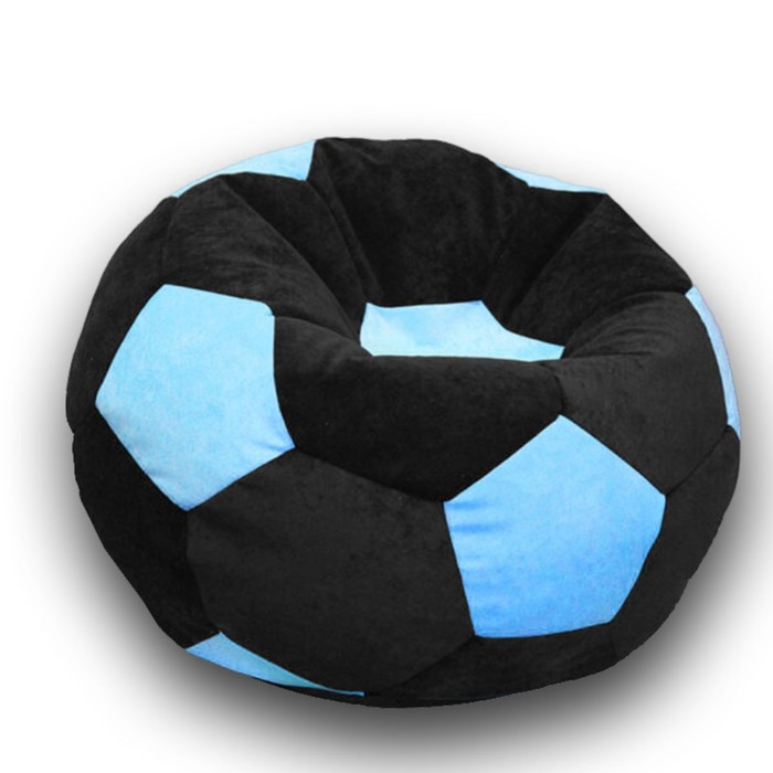 Кресло-мешок «Мяч», размер 70 см, см, велюр, цвет чёрный, голубой
