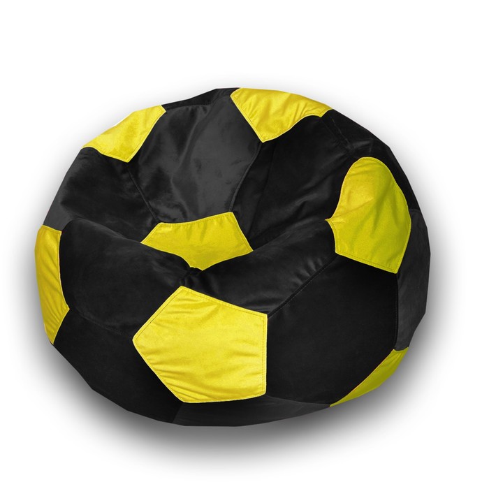 фото Кресло-мешок «мяч», размер 70 см, см, велюр, цвет чёрный, жёлтый позитив
