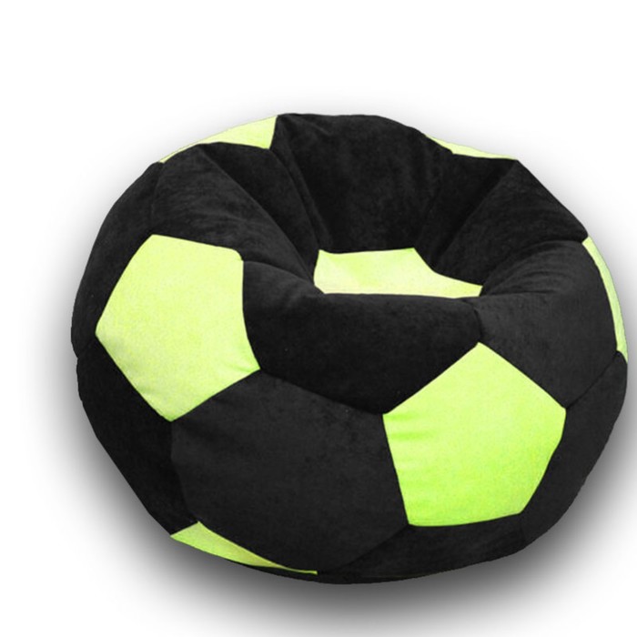фото Кресло-мешок «мяч», размер 70 см, см, велюр, цвет чёрный, зелёный позитив