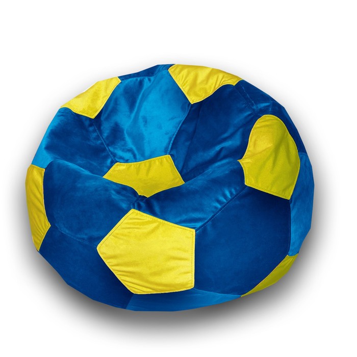Кресло-мешок «Мяч», размер 80 см, см, велюр, цвет голубой, жёлтый