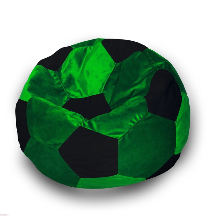 фото Кресло-мешок «мяч», размер 80 см, см, велюр, цвет зелёный, чёрный позитив