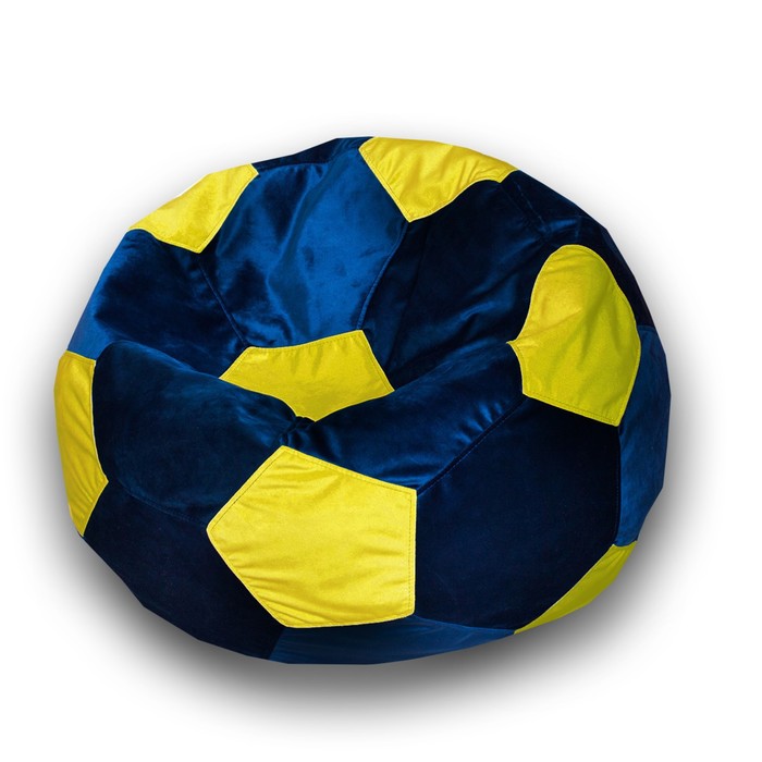 фото Кресло-мешок «мяч», размер 80 см, см, велюр, цвет синий, жёлтый позитив