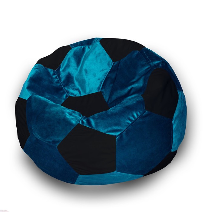 фото Кресло-мешок «мяч», размер 80 см, см, велюр, цвет синий, чёрный позитив