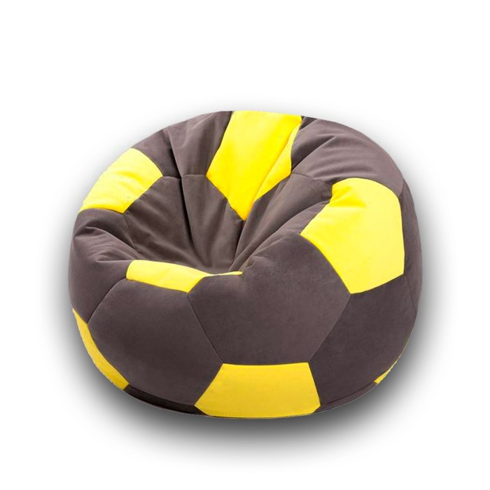 фото Кресло-мешок «мяч», размер 90 см, см, велюр, цвет коричневый, жёлтый позитив
