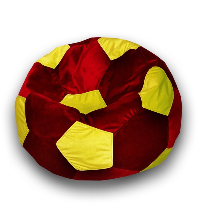 фото Кресло-мешок «мяч», размер 90 см, см, велюр, цвет красный, жёлтый позитив