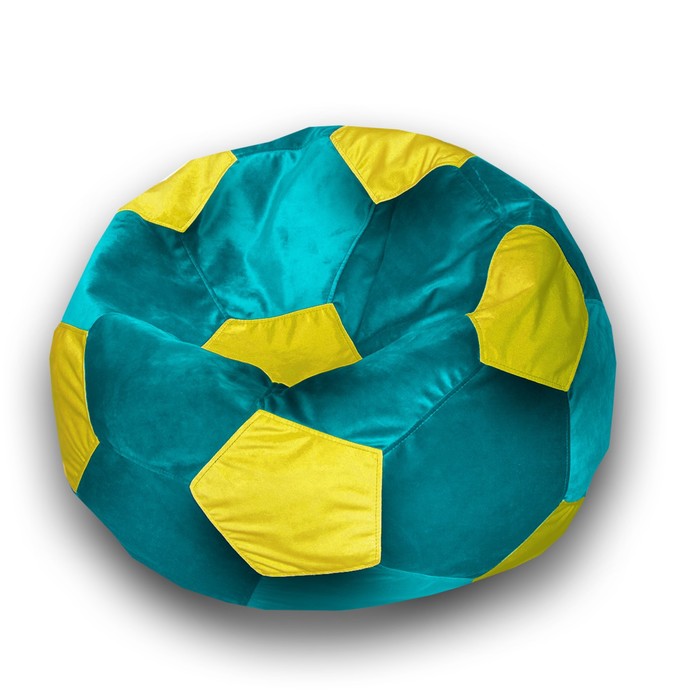 фото Кресло-мешок «мяч», размер 100 см, см, велюр, цвет бирюзовый, жёлтый позитив