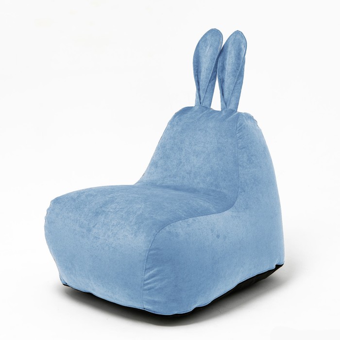 Кресло-мешок «Зайчик», размер 80x90 см велюр, цвет голубой