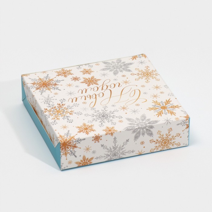 Коробка складная «Снежинки», 14 × 14 × 3.5 см