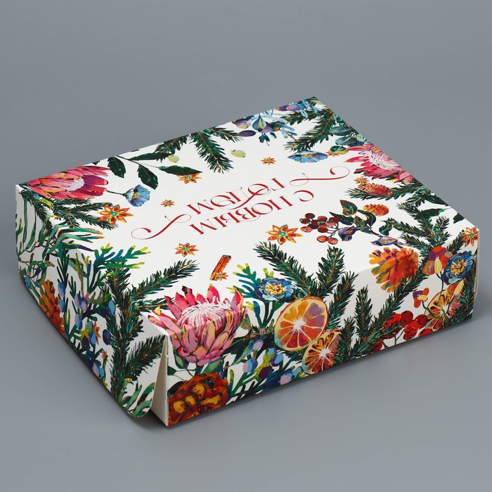 Коробка для кондитерских изделий  «Новогодняя ботаника», 17 × 20 × 6 см