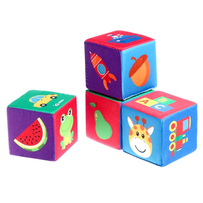 Игрушка мягконабивная «Кубики: Предметы», 4шт, 10 × 10 см