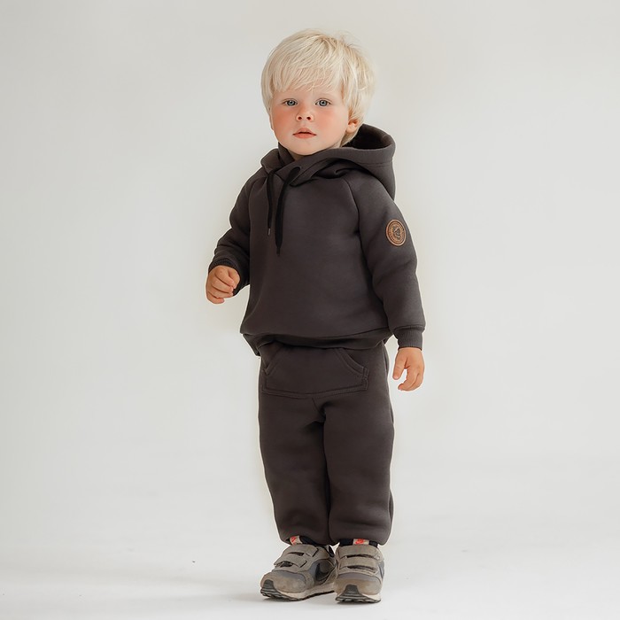 фото Костюм для мальчика (джемпер, брюки), цвет графит, рост 74 см лапушка