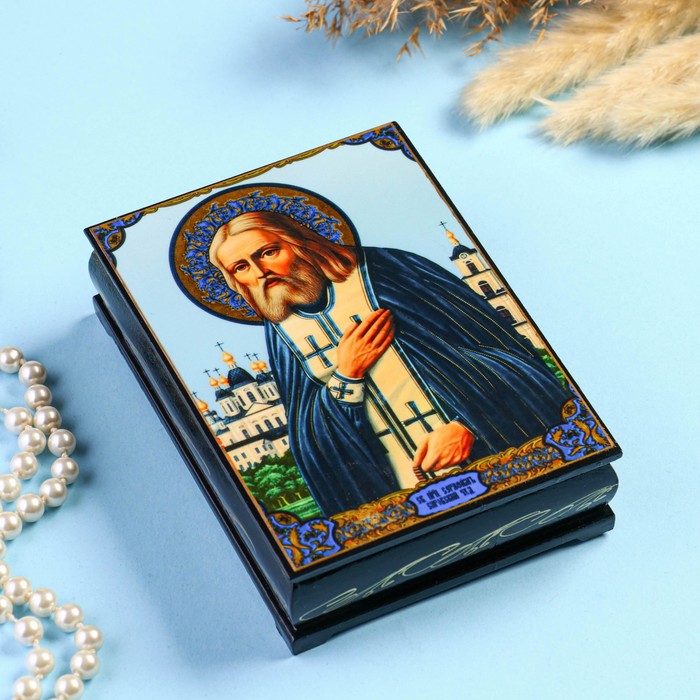 Шкатулка Серафим Саровский» 10×14 см, лаковая миниатюра шкатулка царевна 10×14 см лаковая миниатюра