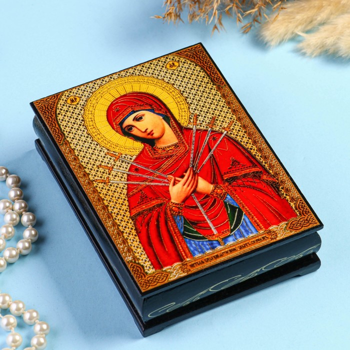 

Шкатулка «Божья Матерь Умягчение злых сердец» 10×14 см, лаковая миниатюра