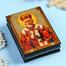 Шкатулка «Святитель Николай Чудотворец»  10×14 см, лаковая миниатюра