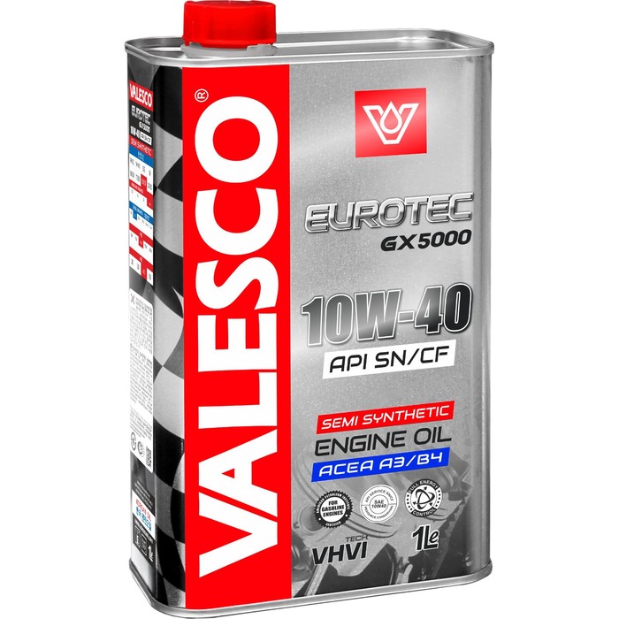 масло полусинтетическое valesco eurotec gx 5000 10w 40 api sn cf 4 л Масло полусинтетическое VALESCO EUROTEC GX 5000 10W-40 API SN/CF, 1 л