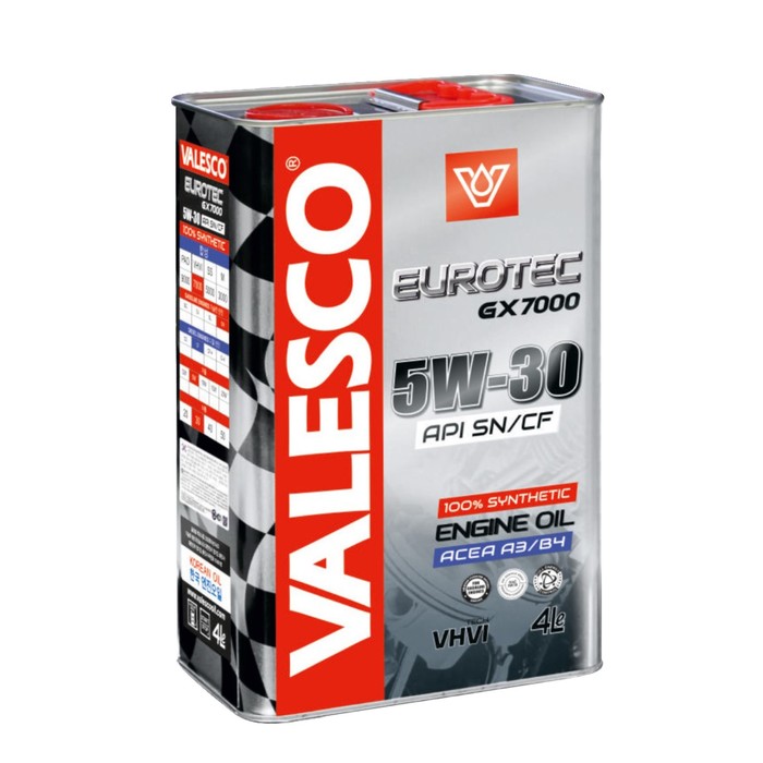 масло полусинтетическое valesco eurotec gx 5000 10w 40 api sn cf 4 л Масло синтетическое VALESCO EUROTEC GX 7000 5W-30 API SN/CF, 4 л
