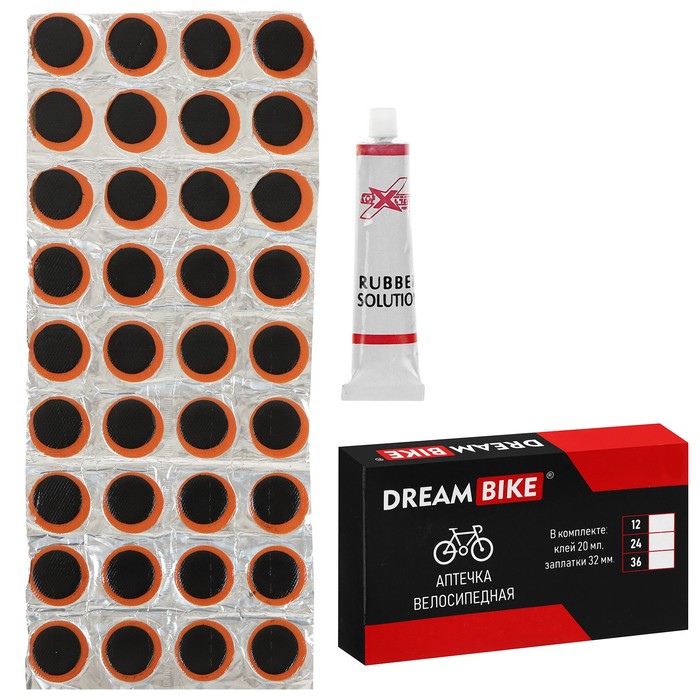 Аптечка велосипедная Dream Bike, 36 заплаток аптечка велосипедная 36 заплаток