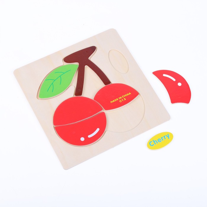 Детские деревянные рамки-вкладыши "Овощи, ягоды, фрукты" 15х15х0,5 см МИКС