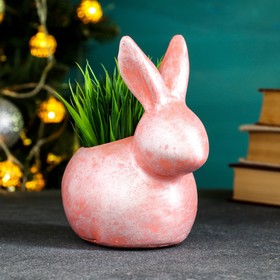 

Фигурное кашпо "Кролик" розовый перламутр, 15х15 см