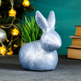 

Фигурное кашпо "Кролик" синий перламутр, 15х15 см