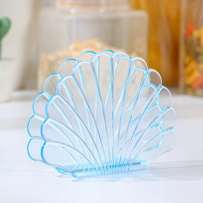 Салфетница «Ракушка», 13×2,5×10 см, цвет голубой