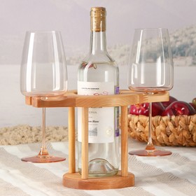 Столик-поднос для вина на 2 персоны Adelica, 25×15×1,8 см, берёза Ош