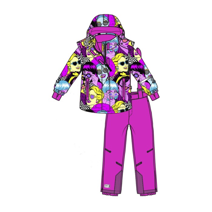 Зимний комплект из мембранной ткани для девочки: куртка и полукомбинезон, рост 128 см