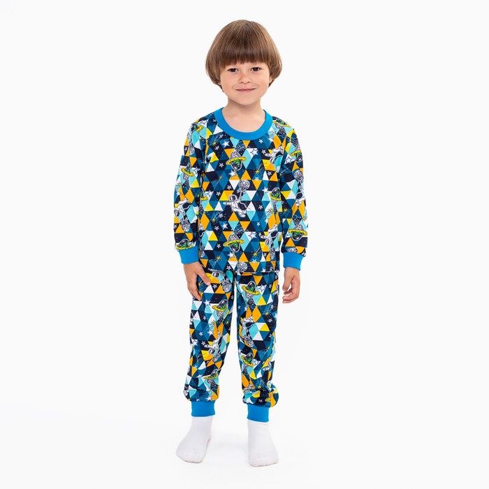 Пижама для мальчика, цвет треугольники/космонавты, рост 92 см